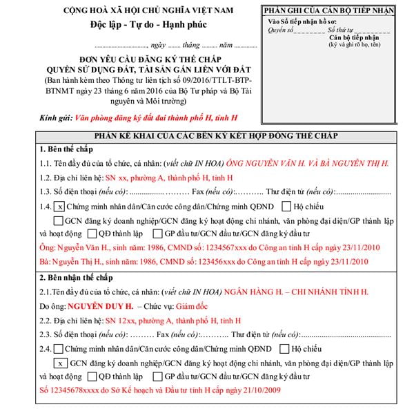 Đơn yêu cầu làm dịch vụ xóa chấp xe ô tô