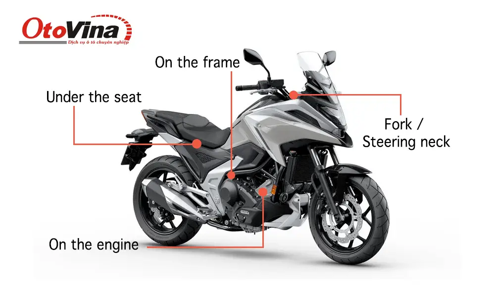 Vị trí số khung xe Honda