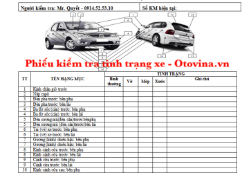 Phiếu kiểm tra tình trạng xe chuẩn theo mẫu mới nhất hiện nay